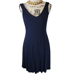 Navy V-Neck Versatile Dress